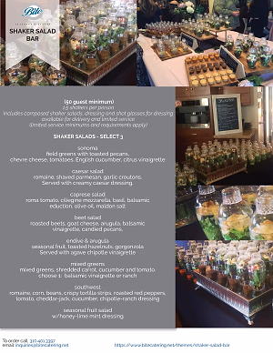 Shaker Salad Bar Menu