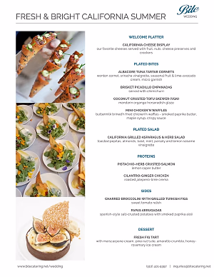 Fresh and Bright California Summer Family Style Wedding Menu