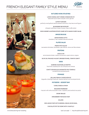 Elegant French Inspired Family Style Menu