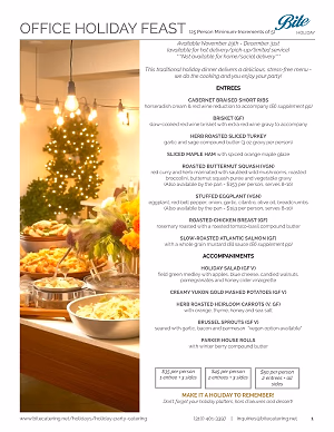Office Holiday Buffet Menu