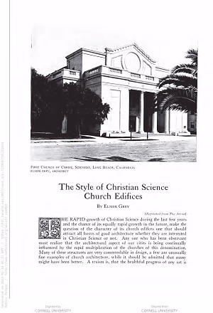 Style of Christian Science Church Edifices