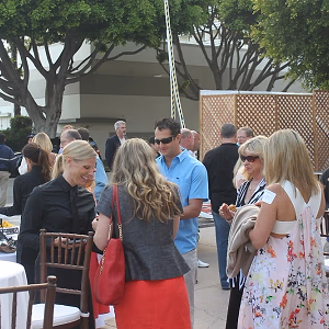 Santa Monica Company Anniversary Party Guests Eating Bites