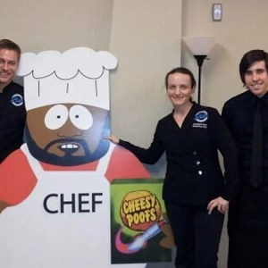 Team @ South Park with Chef and his cheesy poofs