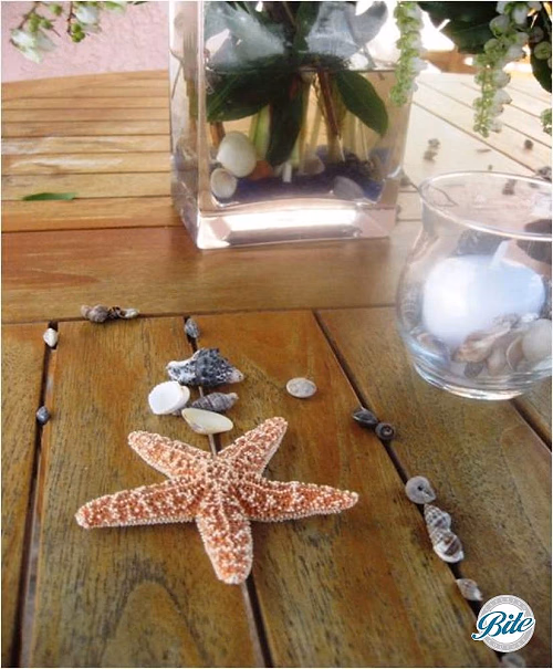 Ocean themed decor @ beach wedding