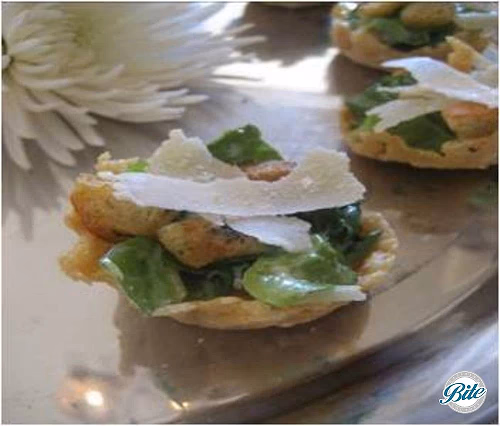 Caesar Salad Bites on Parmesan Crisp