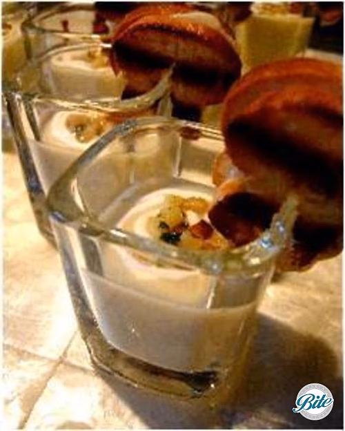 Soup Shot with Grilled Cheese @ Beach Wedding