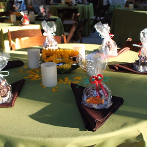 Table with Sunflowers and Candy Apples