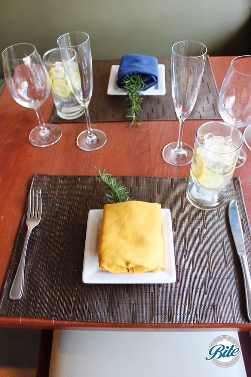 Placesetting for casual spring tasting