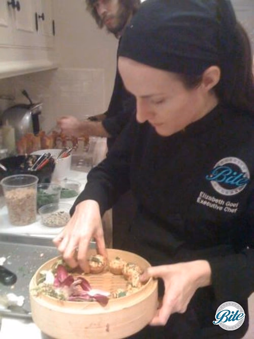 Chef Elizabeth Plating Satay Bites