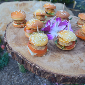 Veggie Burgers On Tree Tray