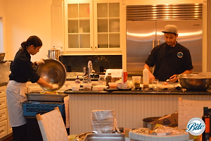 Our chefs prepaing dinner in the kitchen