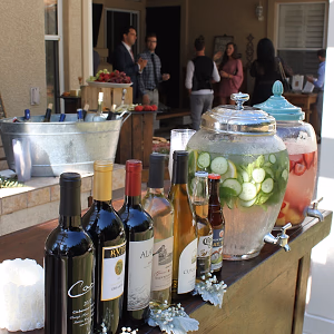 A well-designed self-serve bar for an intimate wedding with our flavored water display