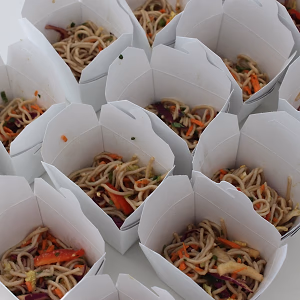 Lettuce Wrap Station Signage Organic Soba Noodles Prep