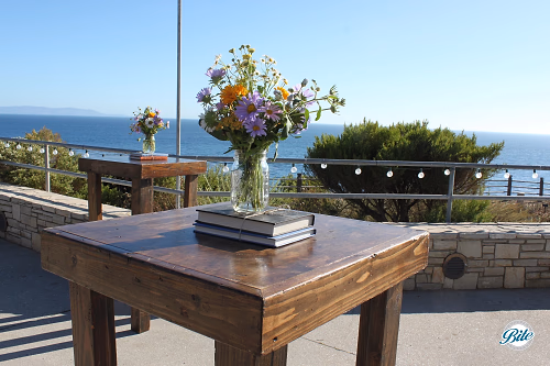 Outdoor lounge set up outside at Point-Vencente Interpretive Center