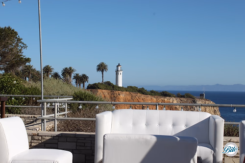 Outdoor lounge set up outside at Point-Vencente Interpretive Center