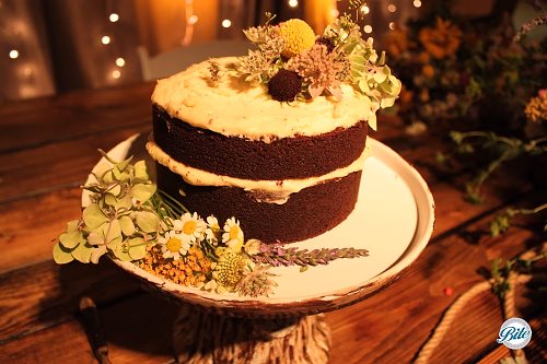 The bride's homemade cake (we decorated it!)