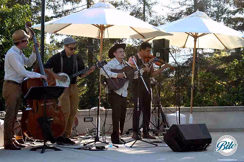 Bluegrass band playing by the pool