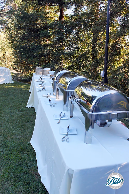 BBQ buffet in backyard setting
