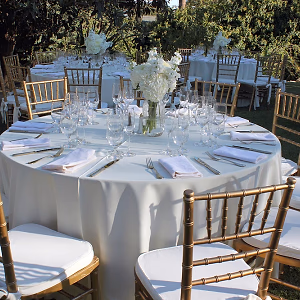 Elegant table setting in white and gold
