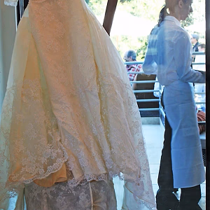 The wedding dress on display