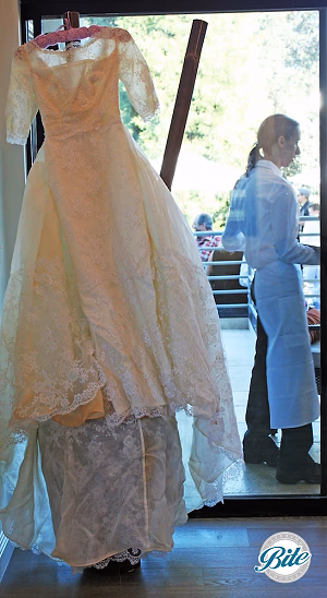 The wedding dress on display