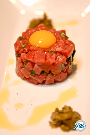 Steak Tartare with Quail Egg and Cornichons