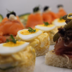 Open Face Tea Sandwiches on Display