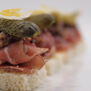 Open faced charcuterie tea sandwich