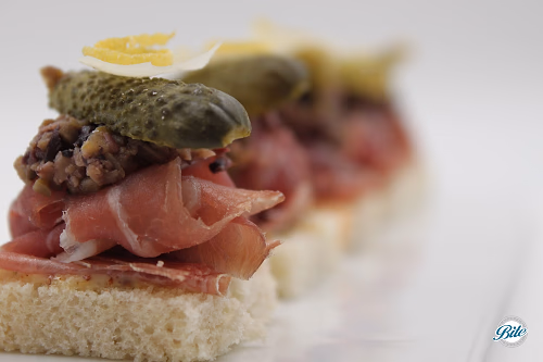 Open faced charcuterie tea sandwich
