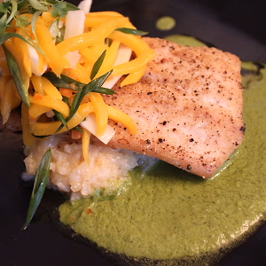 Mahi Mahi on black plate