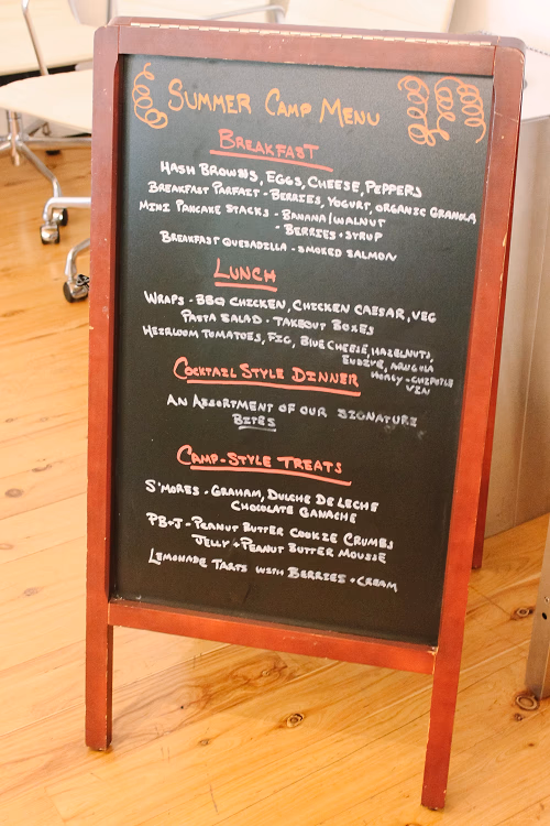 Summer Camp Menu written on A-Frame