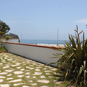 Ocean view off interior courtyard at Adamson House