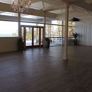 Large windows into the event space @ Malibu West Beach Club