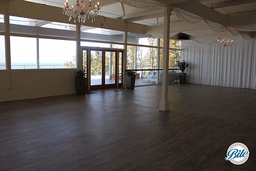 Large windows into the event space @ Malibu West Beach Club