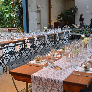 Long tables @ Millwick setup for dinner