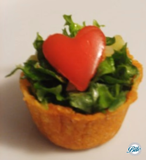 Heart Salad Bite in Parmesan Crisp