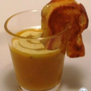 Butternut squash soup Shot with Mini Grilled Cheese