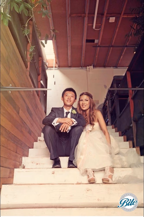 Elaine and Jeff @ Smog Shoppe on stairs