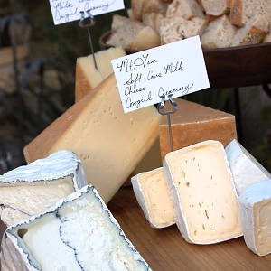 Rustic cheese display 