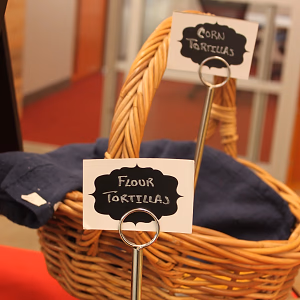Tortillas in baskets on buffet