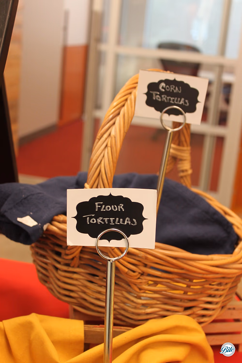 Tortillas in baskets on buffet