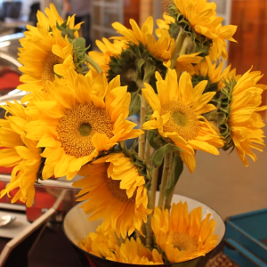 Sunflowers Brighten the Buffet