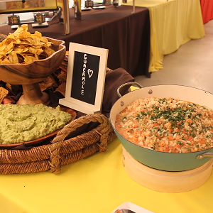 Mexican chip and dip station on buffet