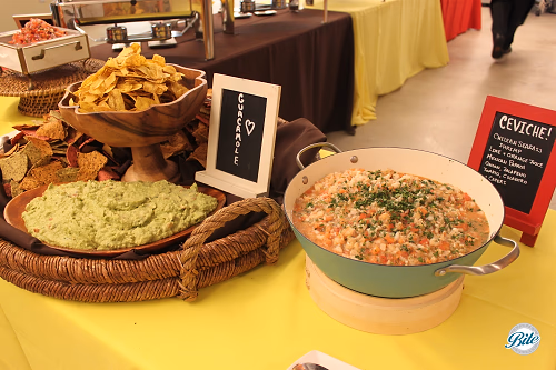 Mexican chip and dip station on buffet