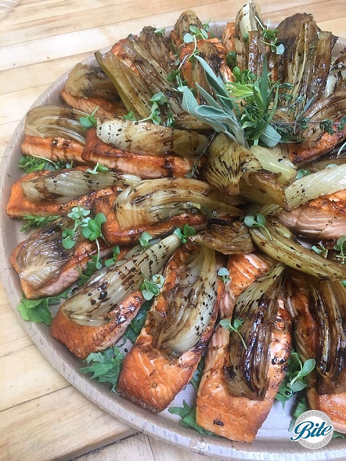 Pan seared salmon w/ braised fennel