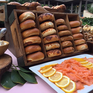 Closeup of Bagels and Smoked Salmon