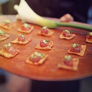 Ahi Tuna Bites on Wonton Crisp