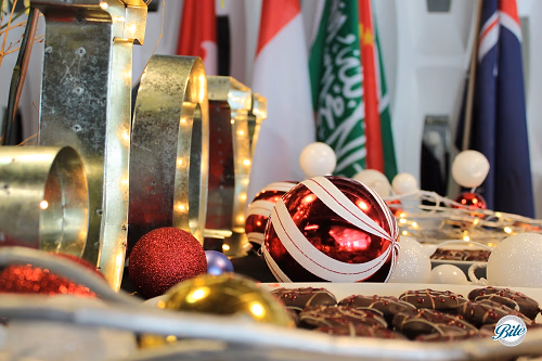 Holiday Desserts on Table with JOY sign and ornaments