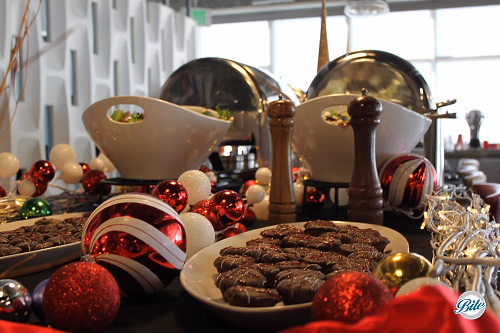 Desserts on Holiday Buffet amongst Ornaments