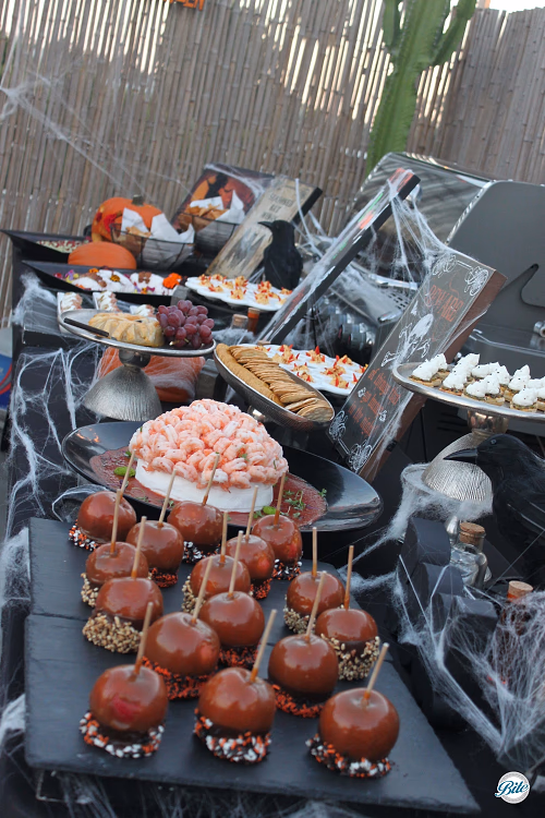 Mini Caramel Apples on Halloween Display